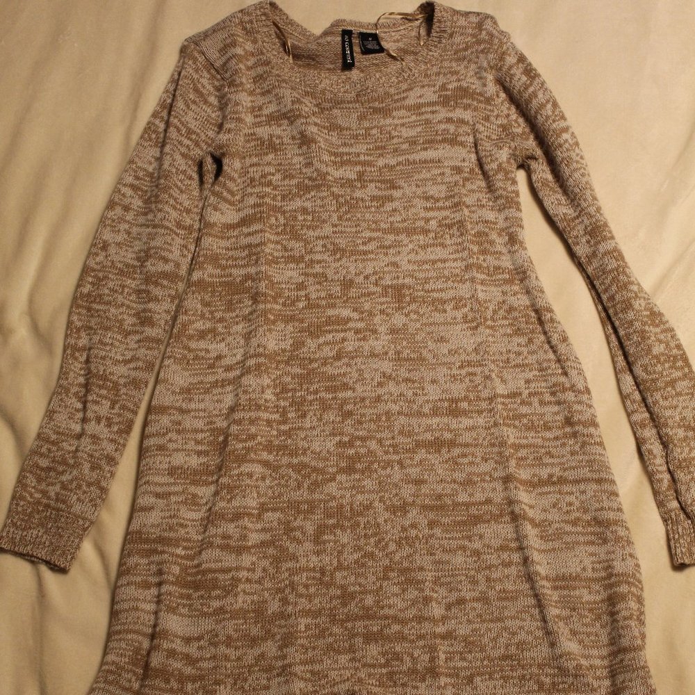 Tan Long Sleeve Sweater Dress